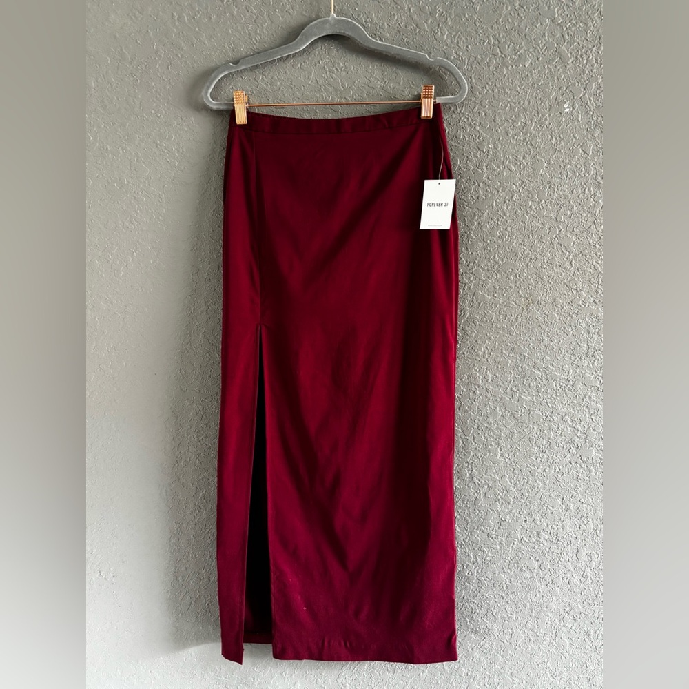 Wine Maxi Slit Skirt